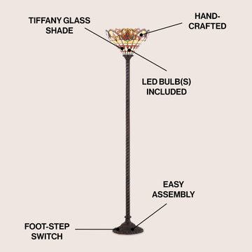 Davis Tiffany Style 70" Torchiere LED Floor Lamp - JONATHAN Y